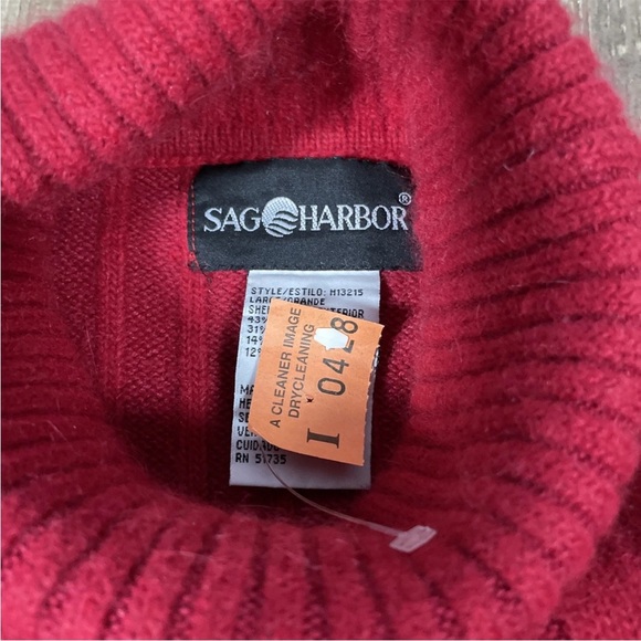 Vintage Sag Harbor Cable Knit Turtleneck Sweater Cotton Ramie Angora Size Large - Picture 3 of 6